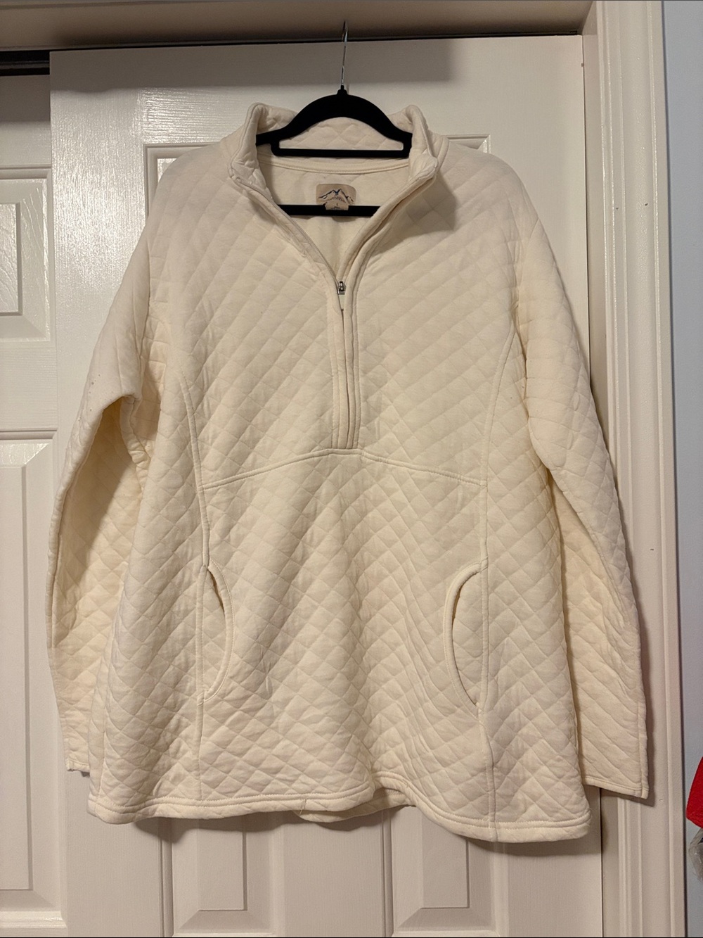 Quilted Half-Zip Tunic Pullover - Cream